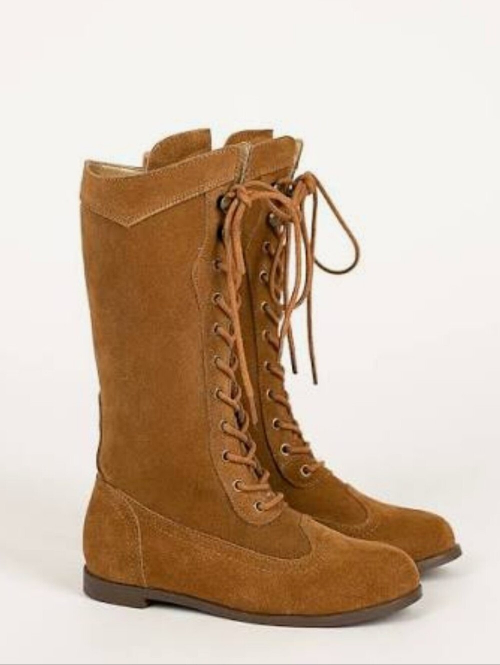 Joyfolie Aelin Leather Boot in Distressed NUTMEG Kids Tall LaceUp Suede Boots